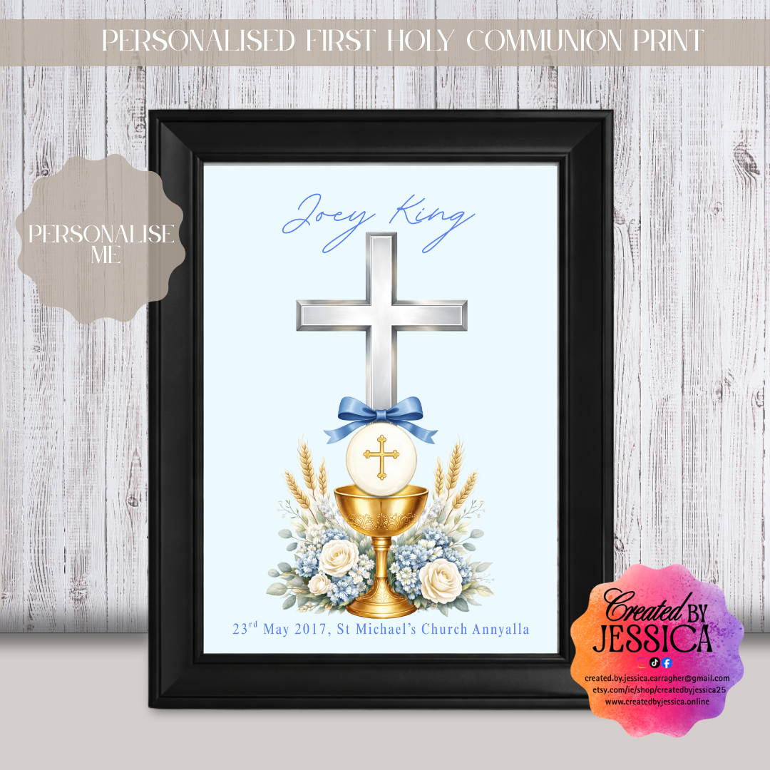 Personalised First Holy Communion Print for Boy