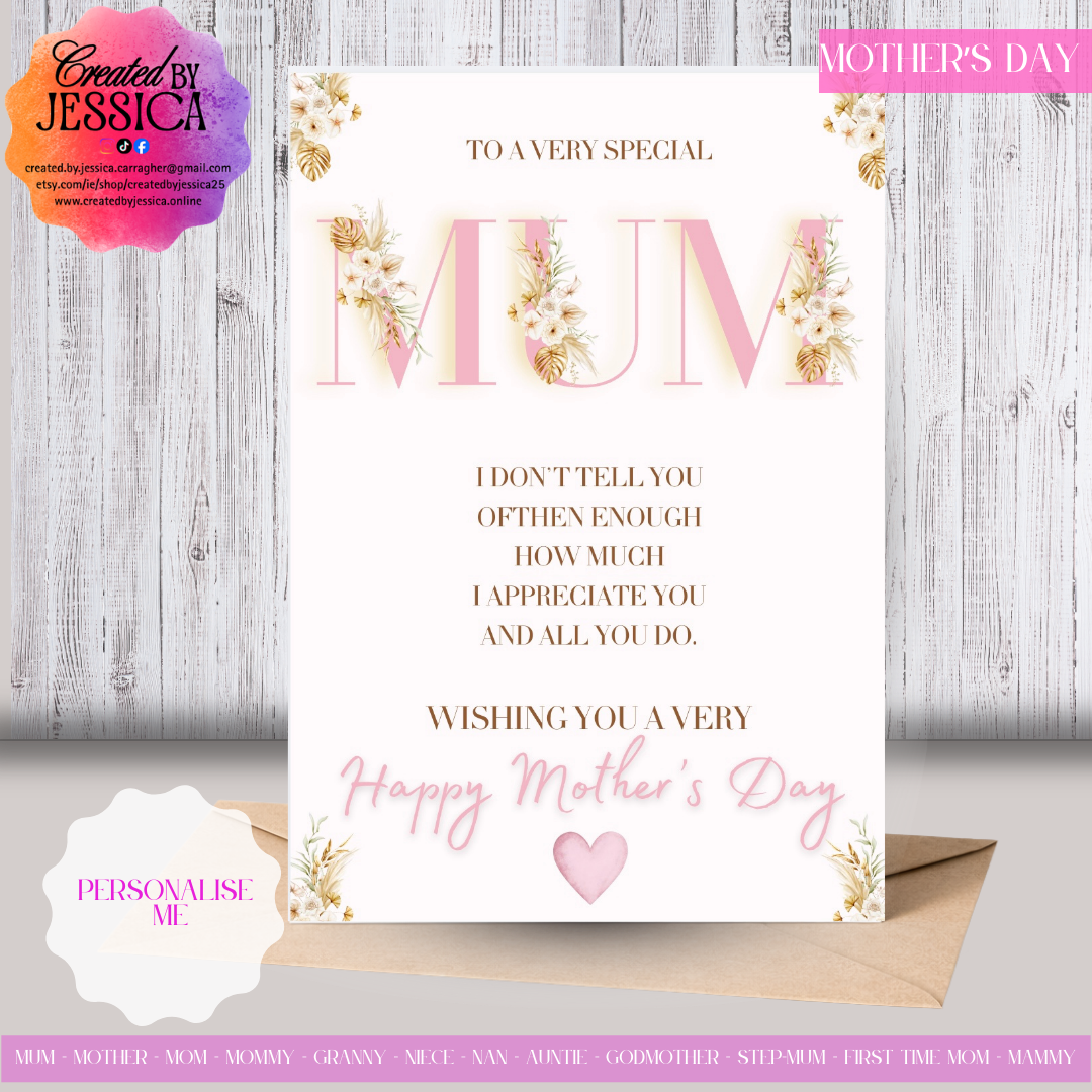 Mum With Verse - Personalise with Name - Mother's Day Collection (Copy)