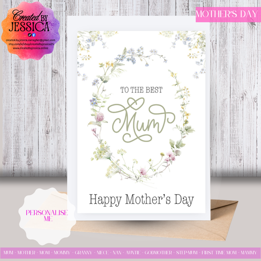 Floral Wreath - Personalise with Name - Mother's Day Collection