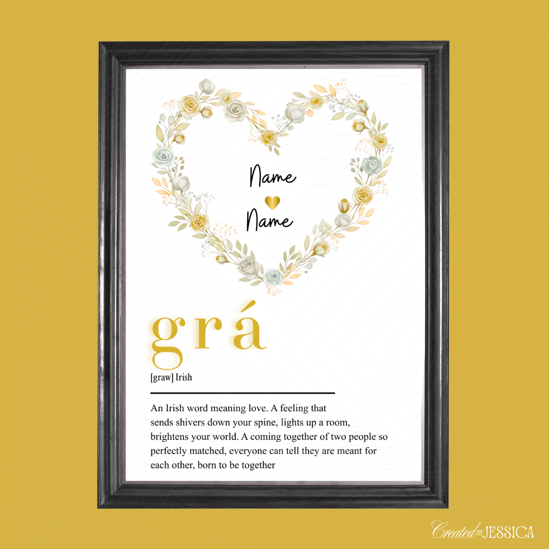 Grá Irish Meaning Print