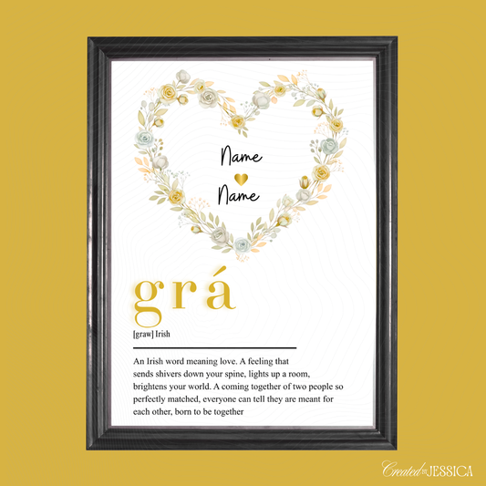 Grá Irish Meaning Print