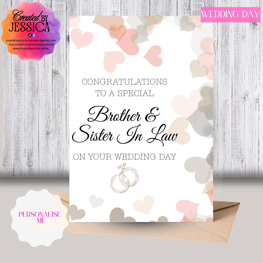 Heart's Wedding Day Card - Personalised
