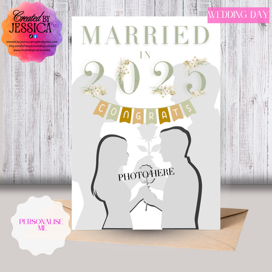 Married In Year Wedding Day Card - With Photo