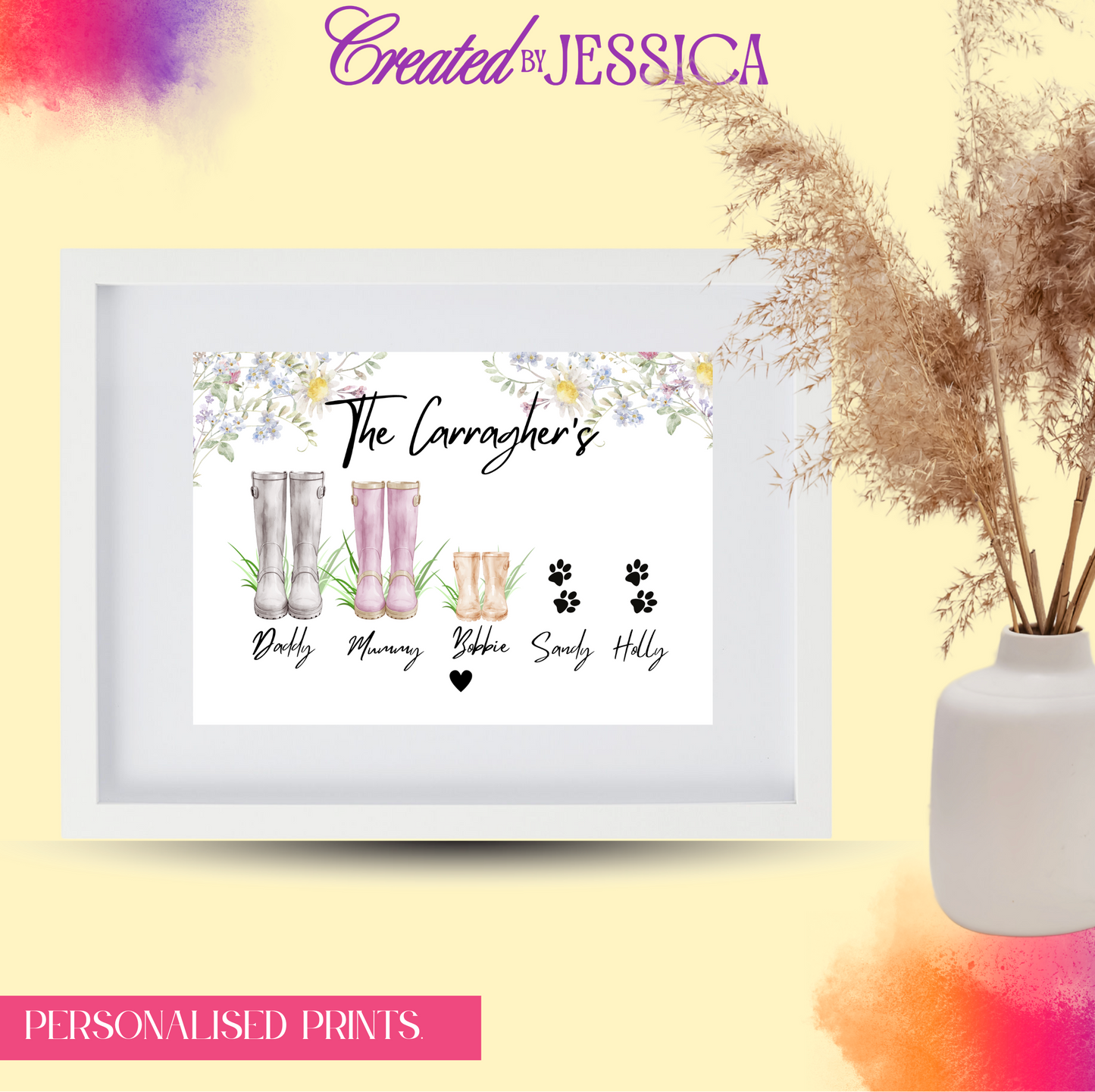 Personalised Wellies Framed Print