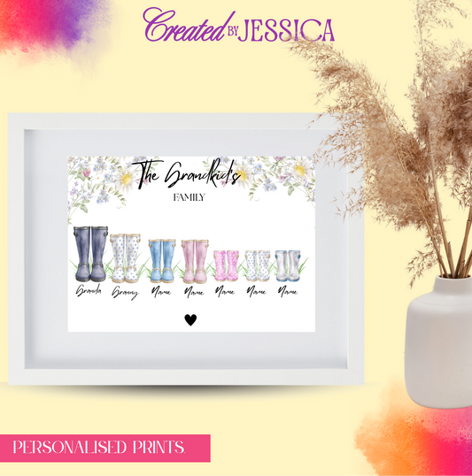 Personalised Wellies Framed Print