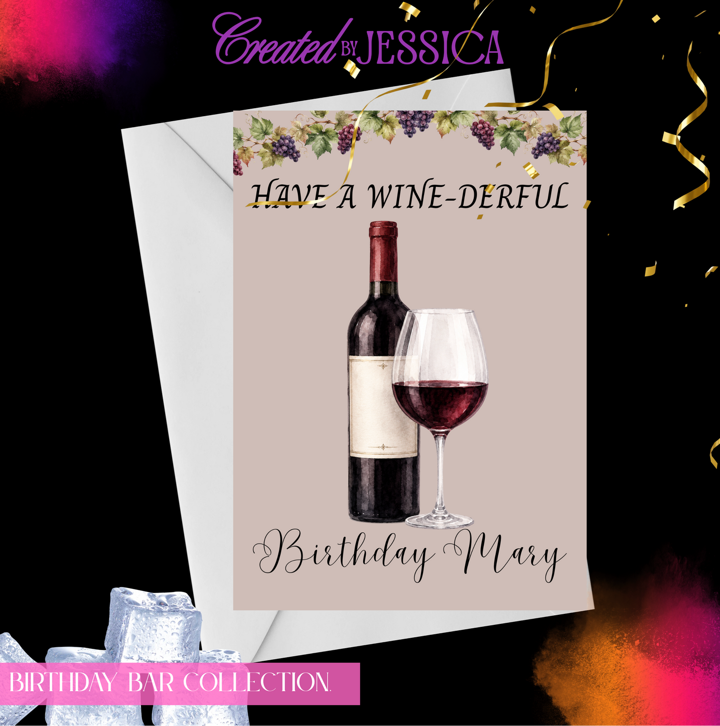 Personalised Wine Birthday Card
