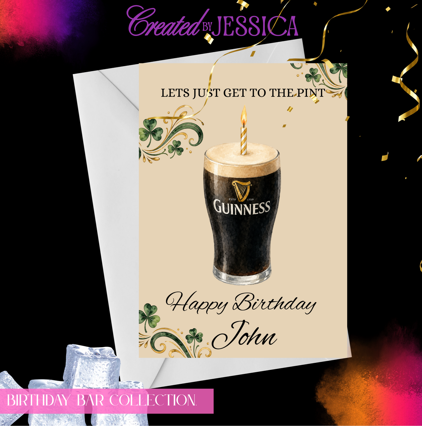 Personalised Guinness Pint  Birthday Card