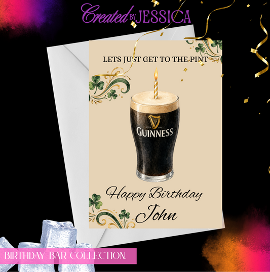 Personalised Guinness Pint  Birthday Card