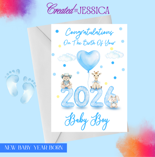 Personalised Year of Birth New Baby Card