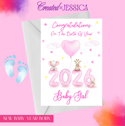 Personalised Year of Birth New Baby Card