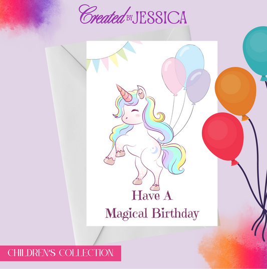 Personalised Girly Unicorn Birthday Card