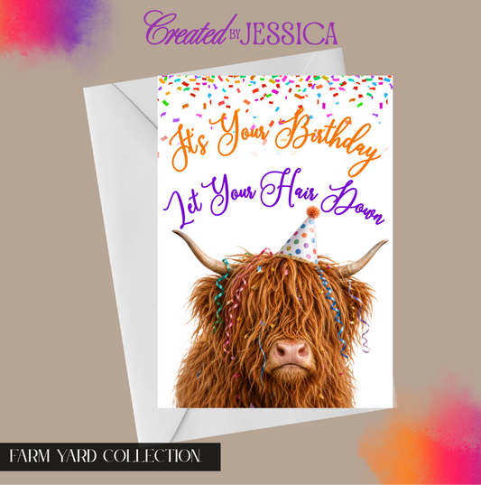 Funny Personalised Highland Cow  Birthday Card