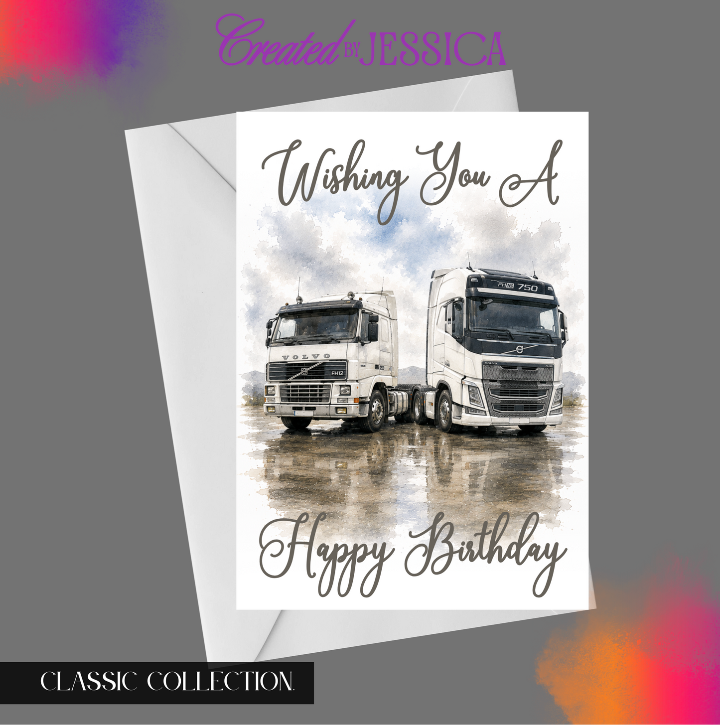 Old to New Personalised Volvo Lorry Birthday Card