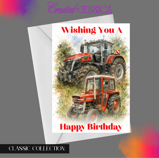 Old to New Personalised Massey Tractor Birthday Card