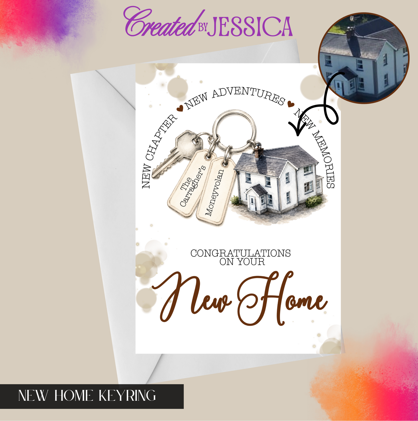 Personalised New Home Keyring Card