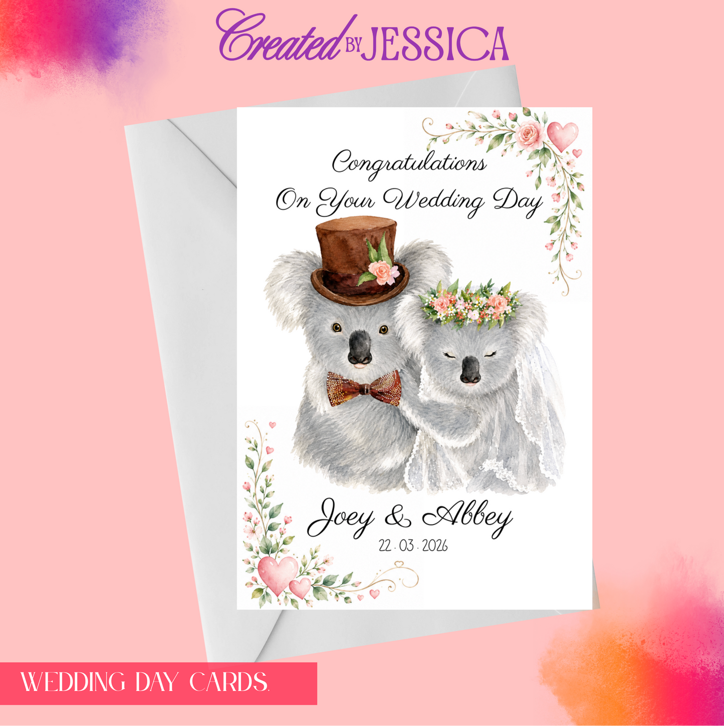 Personalised Australian Theme Wedding Day Card