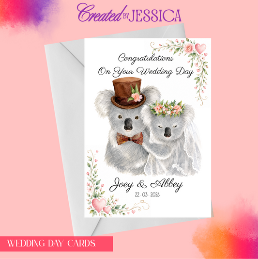 Personalised Australian Theme Wedding Day Card