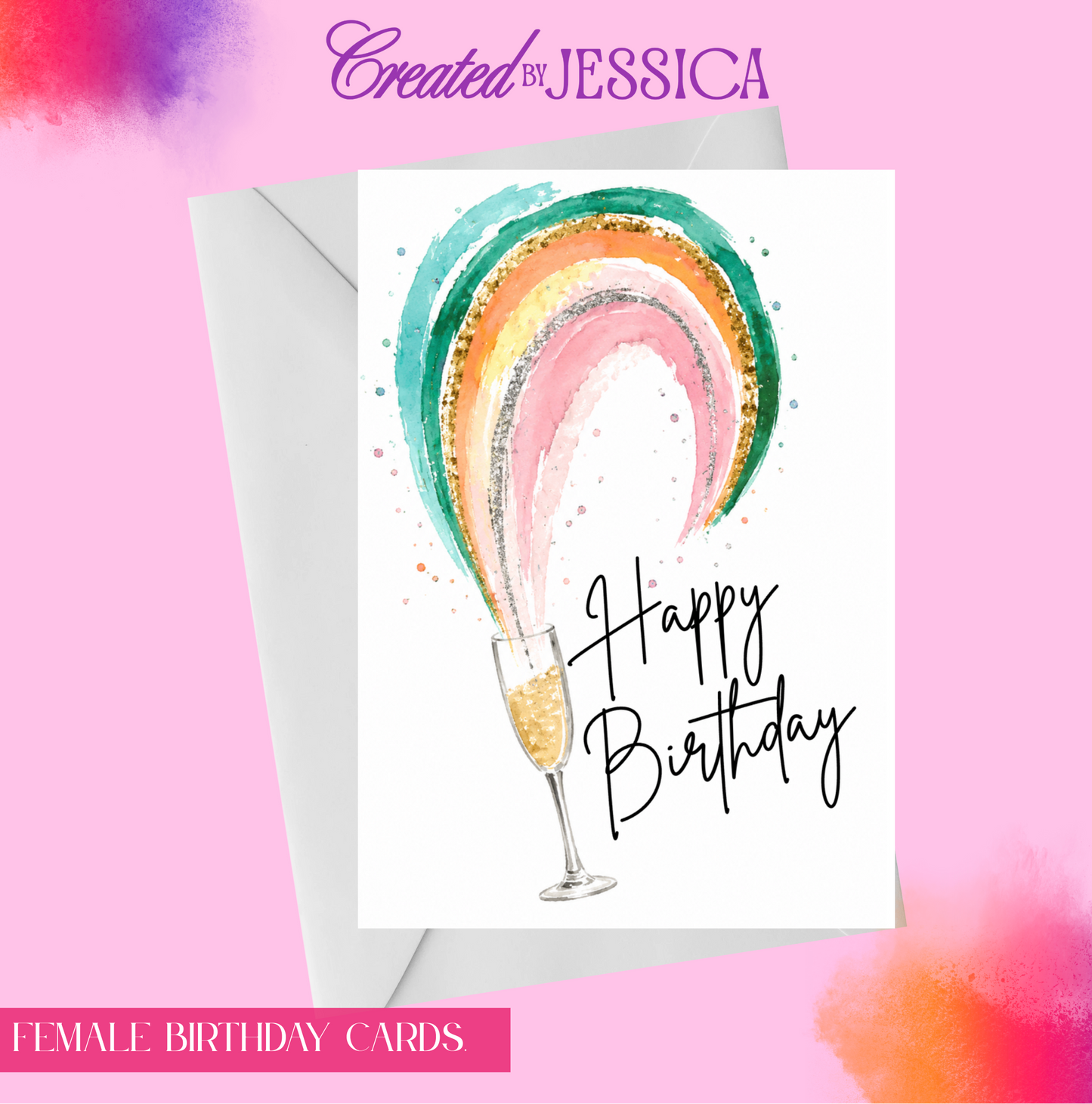 Personalised Champagne Glass Birthday Card