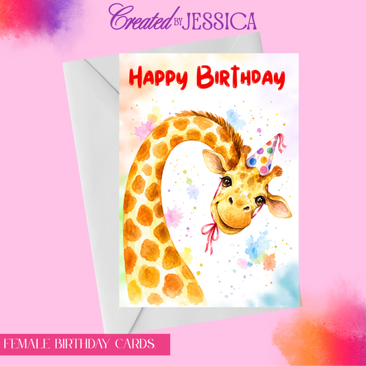 Cute Personalised Giraffe Birthday Card
