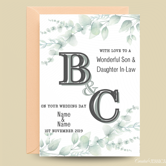 Wedding Day Card Initial & Relation Card