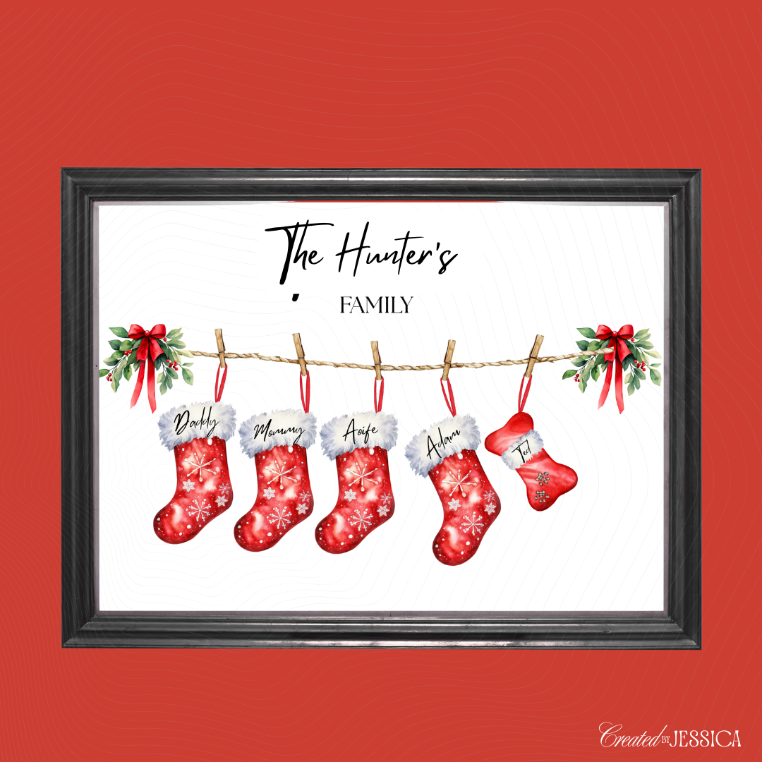 Personalised Christmas Stocking Family Prints