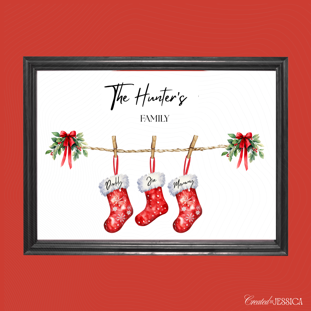 Personalised Christmas Stocking Family Prints