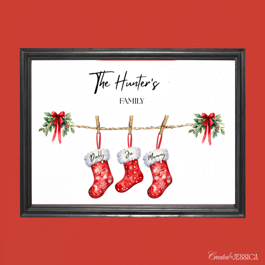 Personalised Christmas Stocking Family Prints
