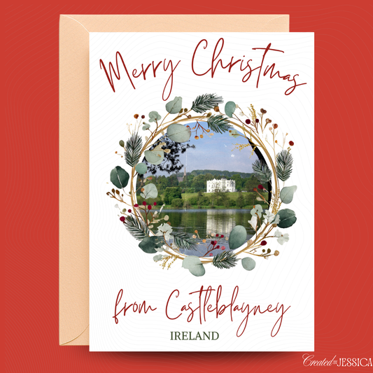 Merry Christmas Card Town Personalised With Image