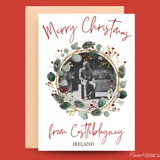 Merry Christmas Card Town Personalised with Image