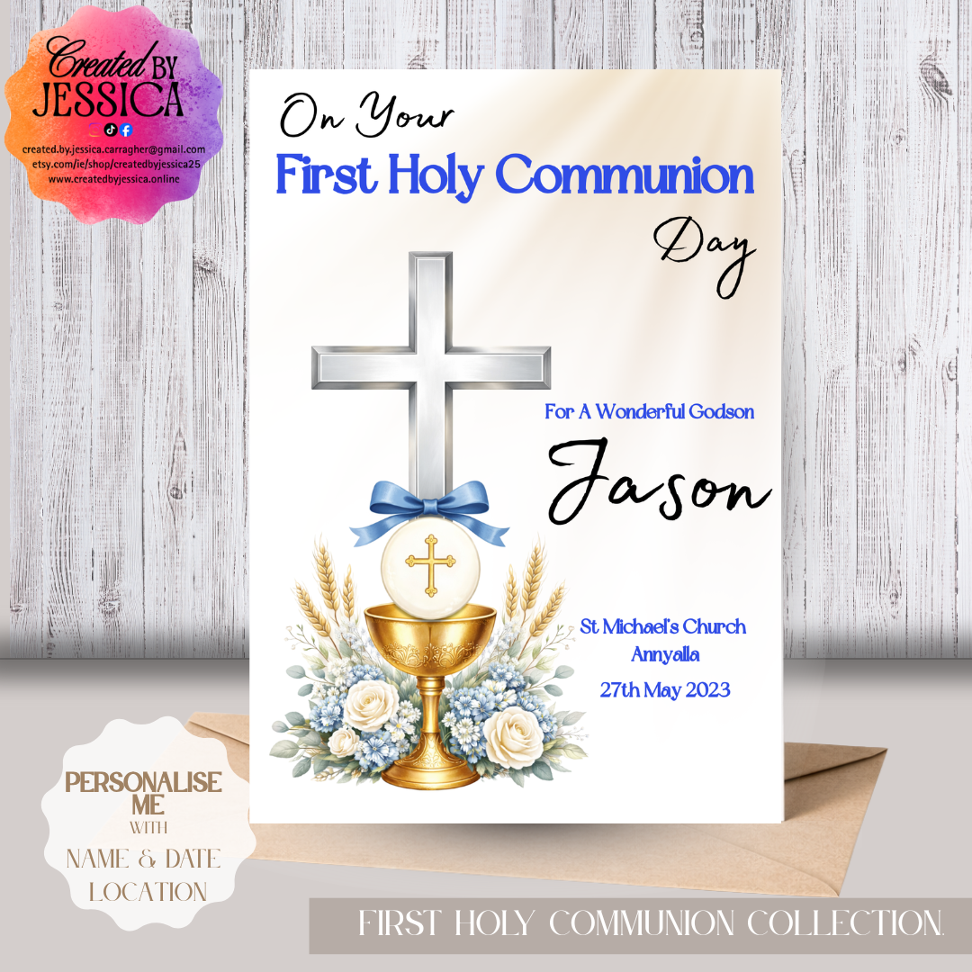 Personalised First Holy Communion Card BOY