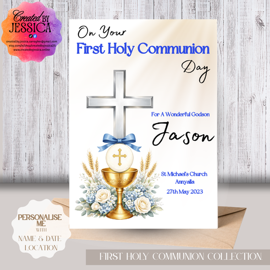 Personalised First Holy Communion Card BOY