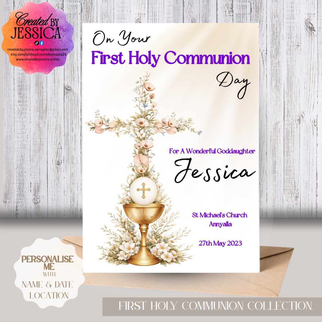 Personalised First Holy Communion Card Girl