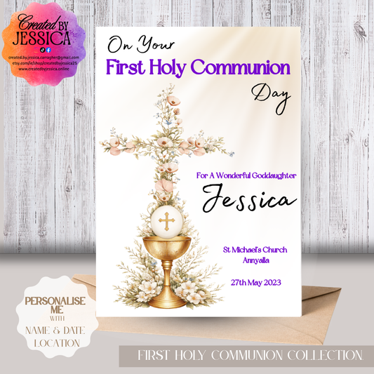 Personalised First Holy Communion Card Girl