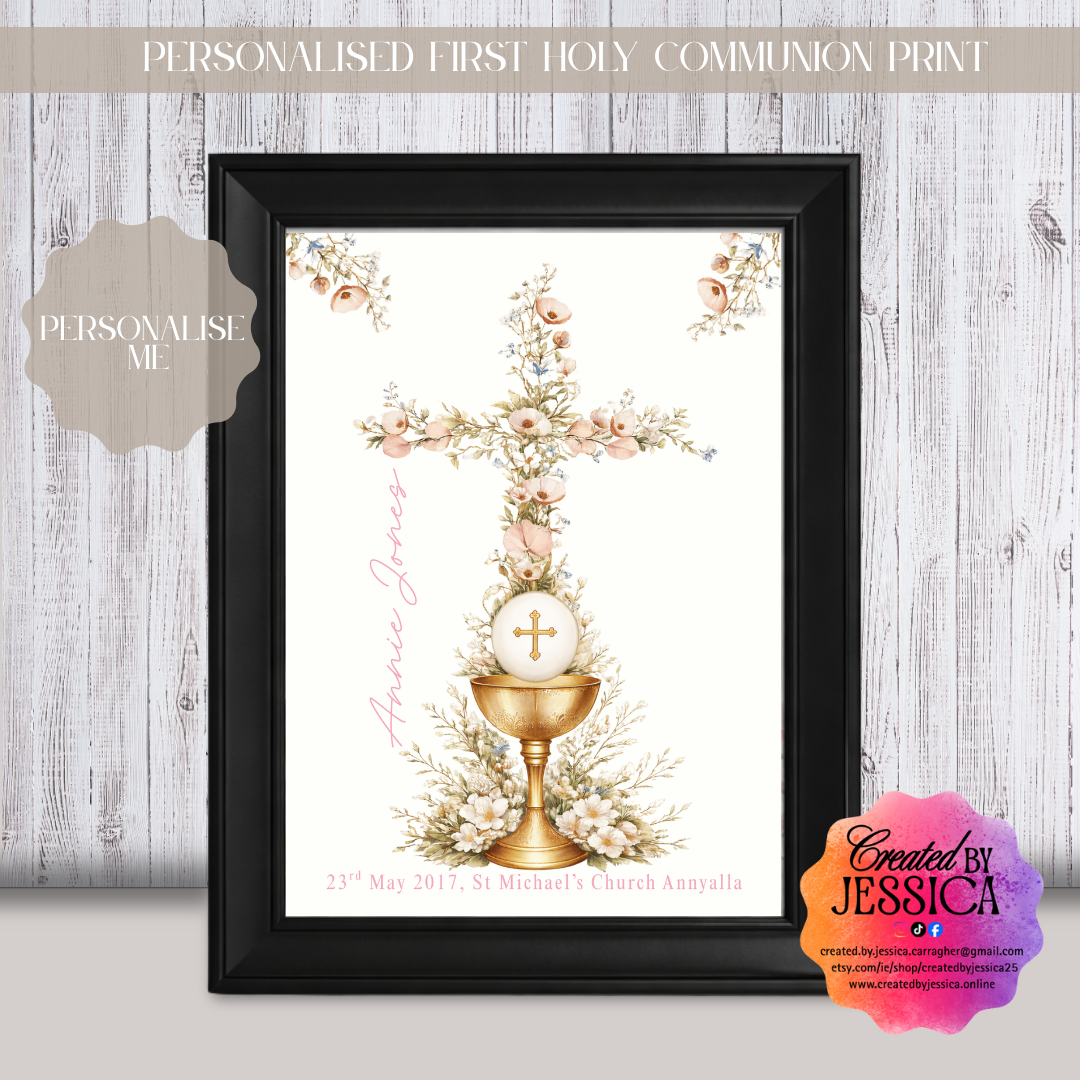 Personalised First Holy Communion Print for Girl