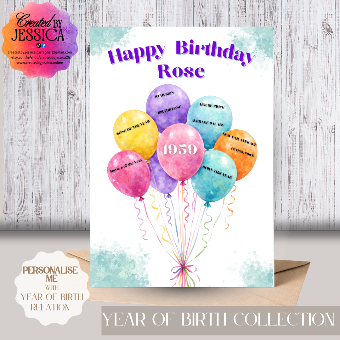 Year of Birth Birthday Cards