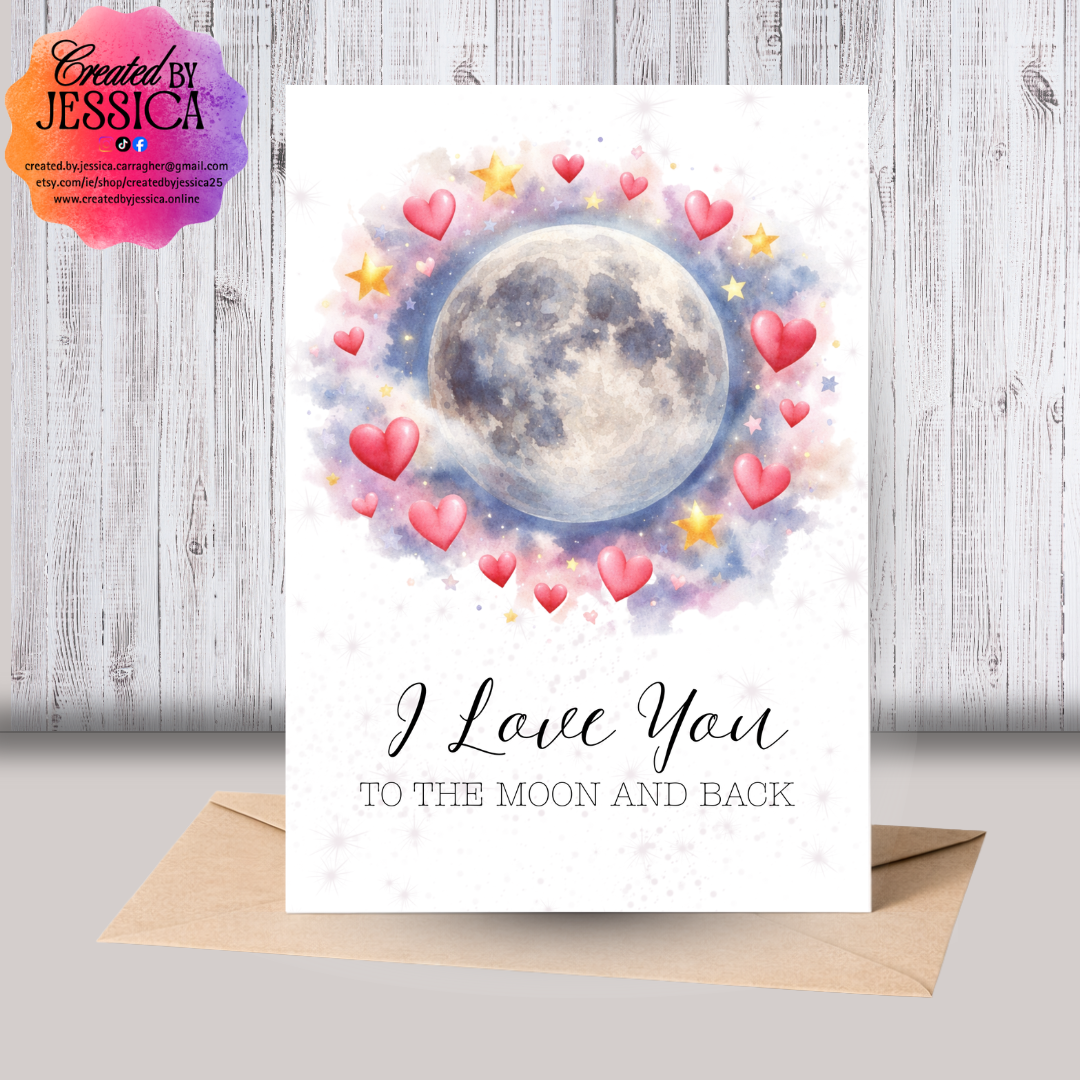 I love you to the Moon and Back - Valentines Card ❤️