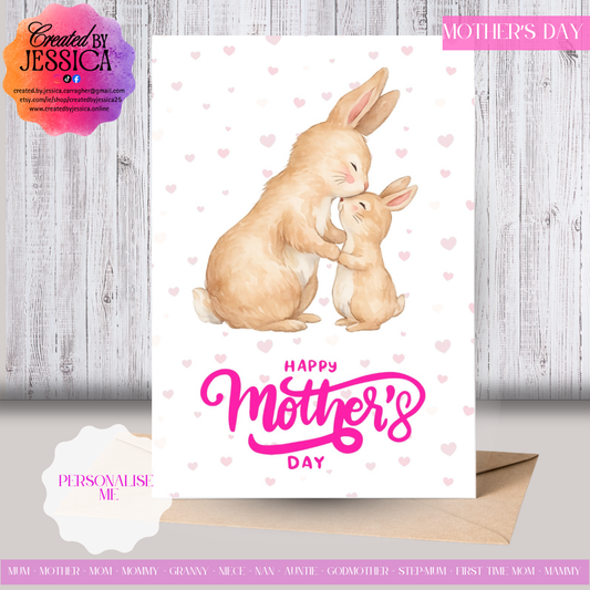 Cute Bunnies - Personalise with Name - Mother's Day Collection