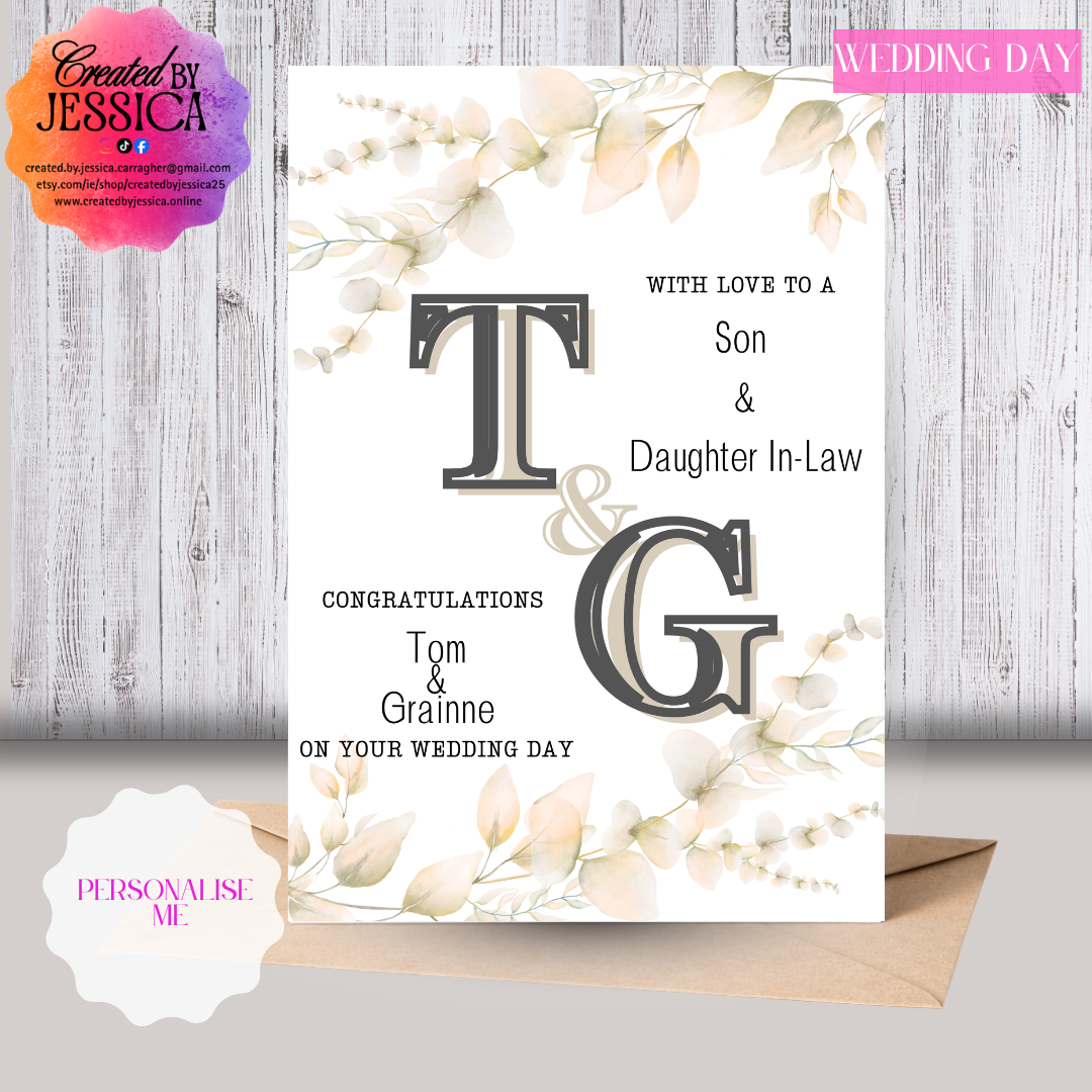 Wedding Day Card Initial & Relation Card