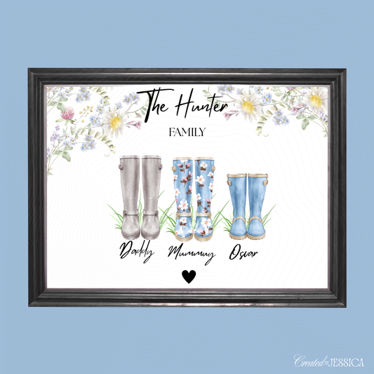 Personalised Family Wellies Print