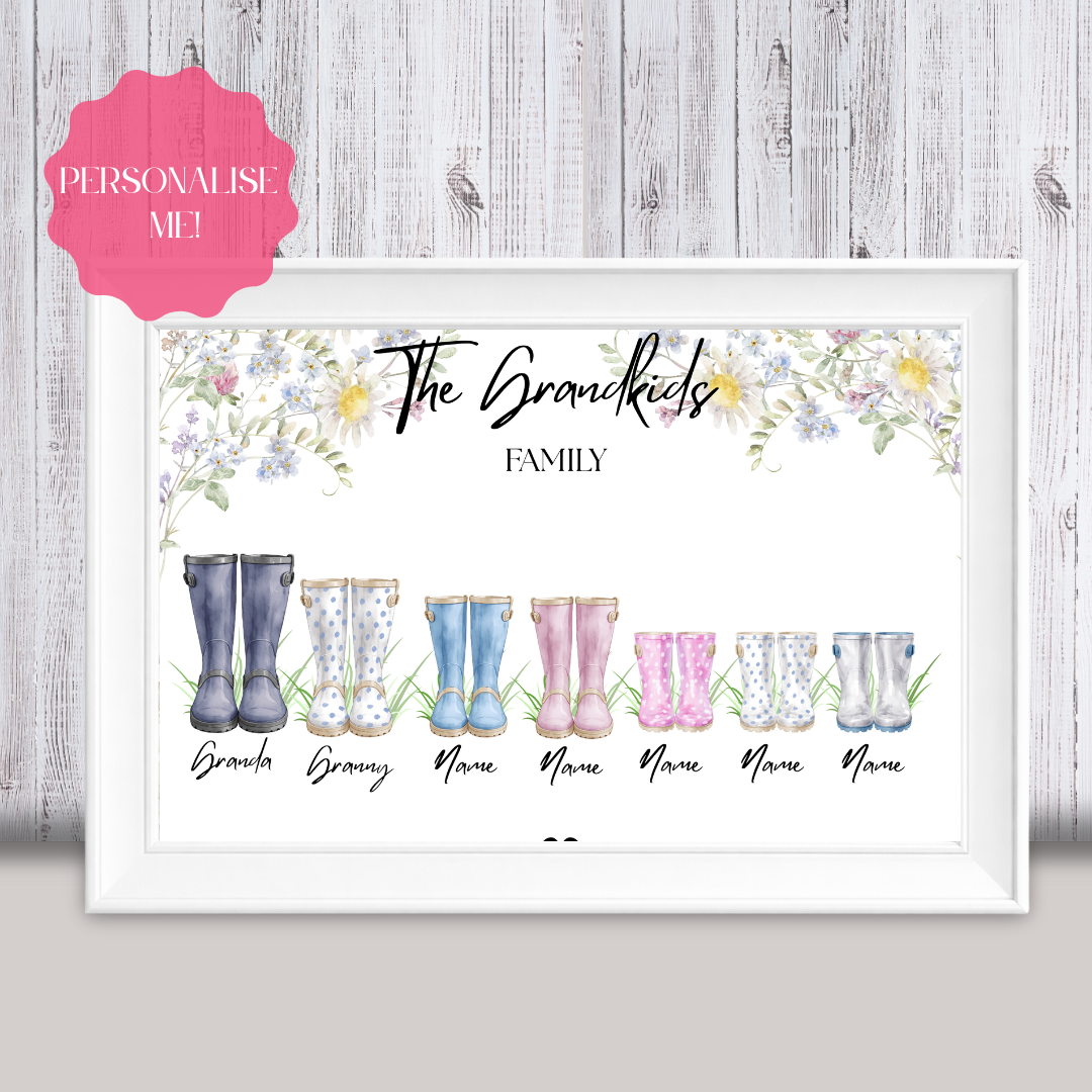 Personalised Family Wellies Print